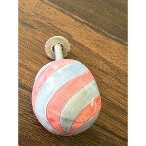 Vintage Mackenzie Childs 1983 Ceramic Swirl Cabinet Knob Drawer Pull Pink Blue